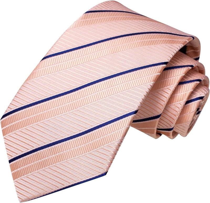 Dubulle Mens Tie Set Solid Paisley Silk Striped Necktie for Men with Cufflinks Tie and Pocket Square - Image 5